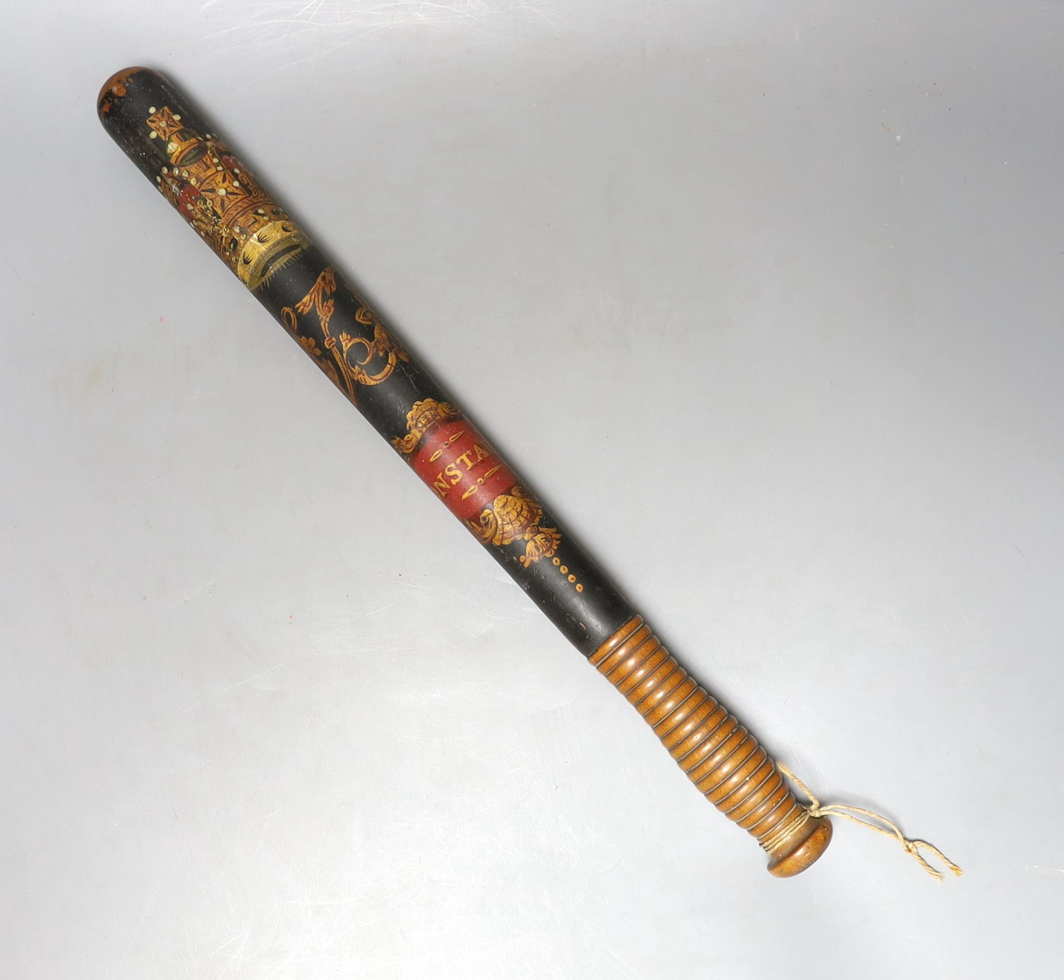 A Victorian painted Constable’s truncheon, 46cm